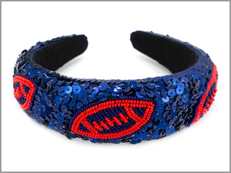 Navy/Red Beaded Headband