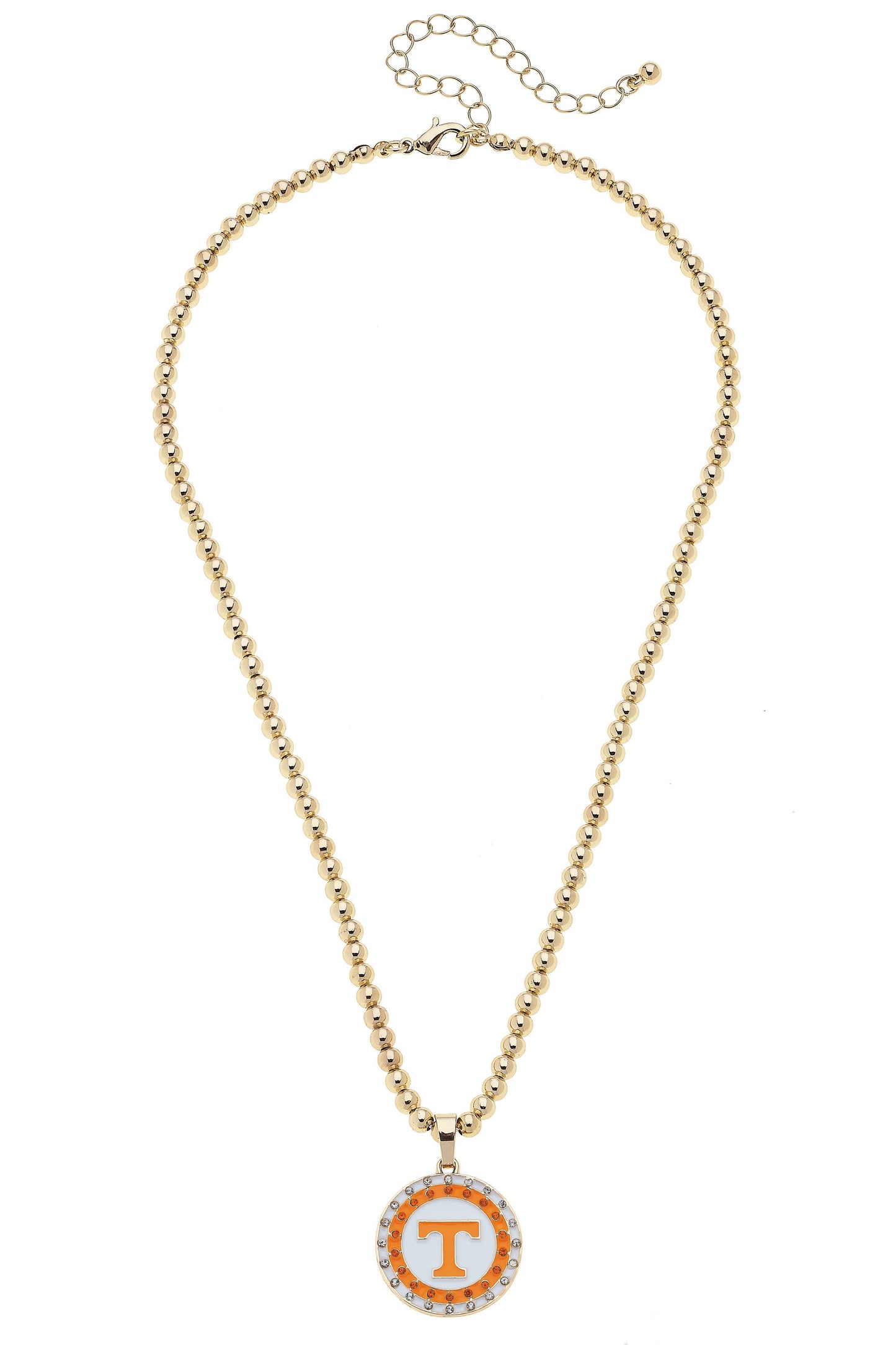 Tennessee Vols Pave Disc Necklace in Shiny Gold