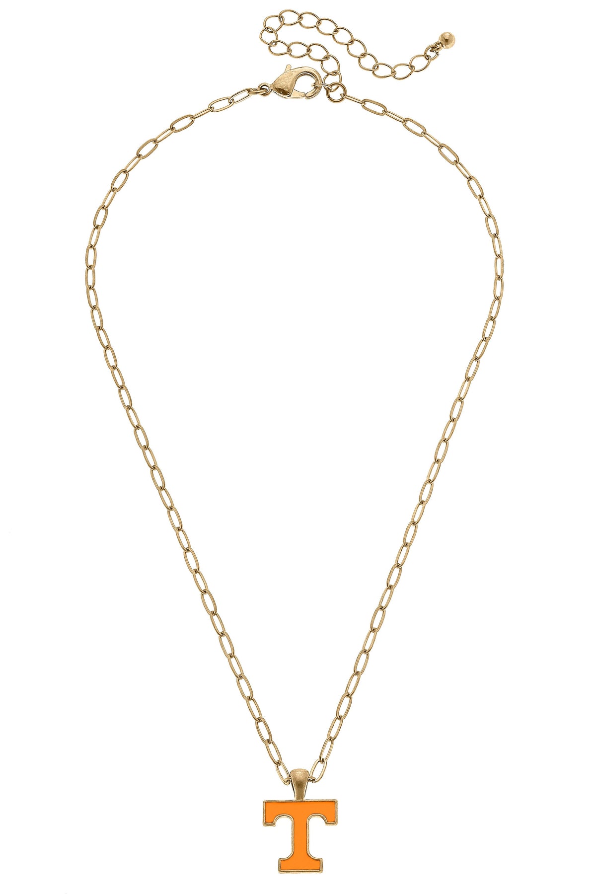 Tennessee Vols Enamel Pendant Necklace in Shiny Gold