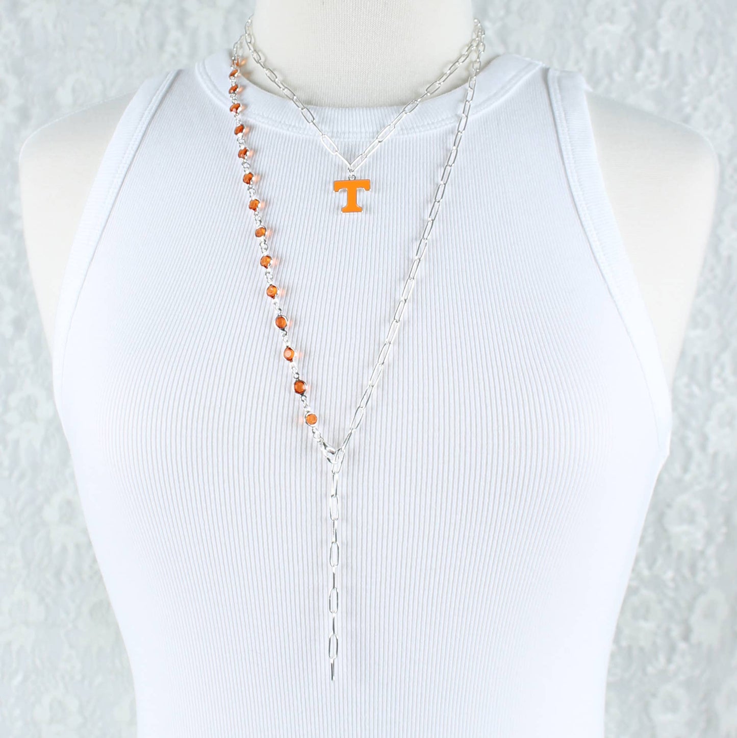 Tennessee Paperclip Chain & Enamel Logo Necklace Set
