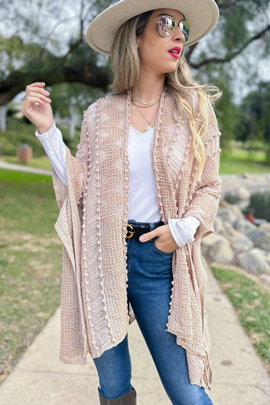Textured Open Front Soft Kimono
