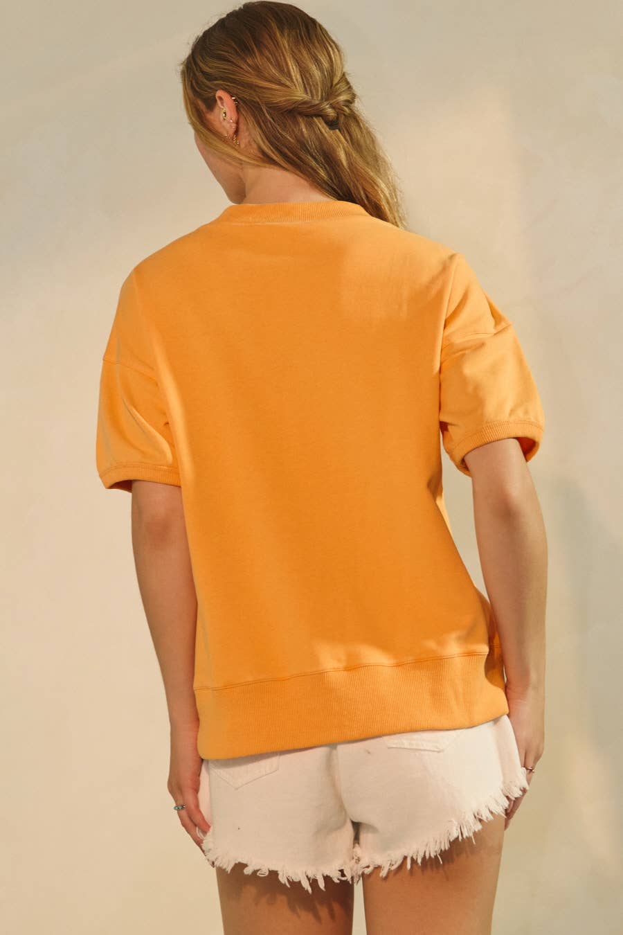 Acid Washed Short Sleeve Sweatshirt