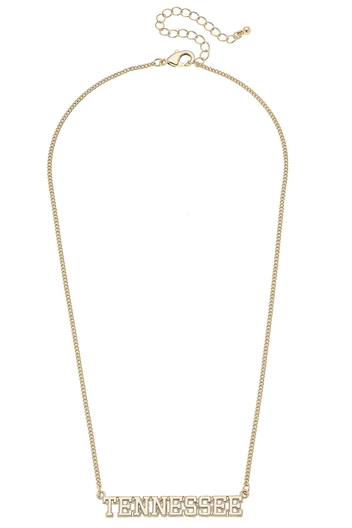 Tennessee Vols Varsity Outline Necklace in Shiny Gold