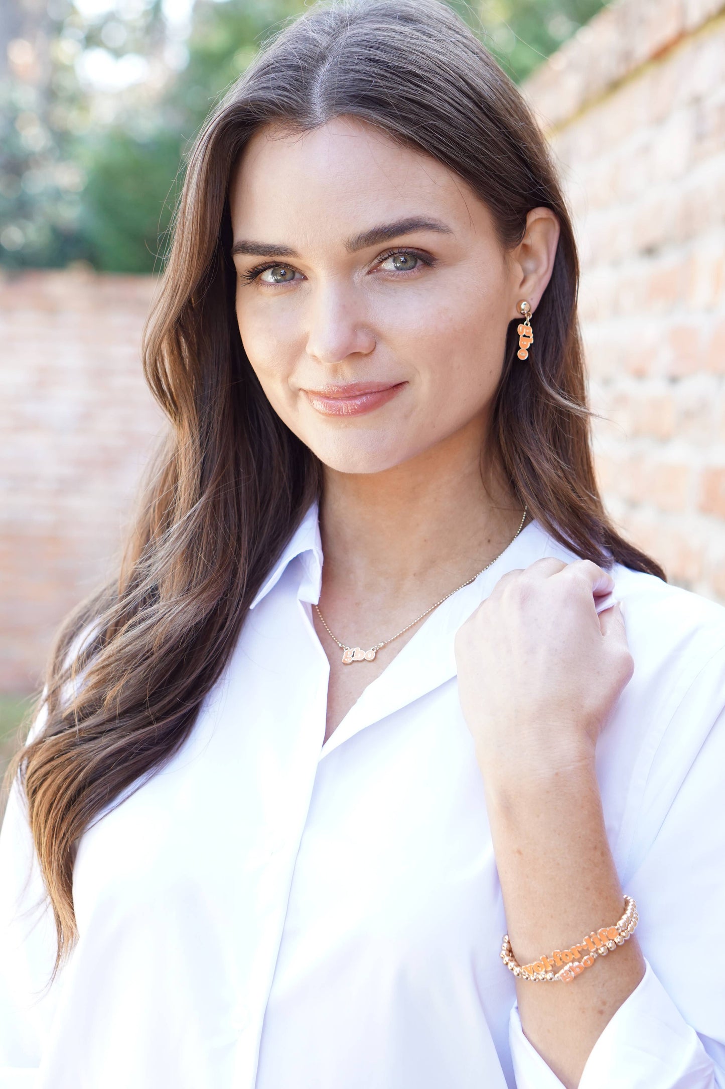 Tennessee Vols Slogan Earrings in Orange/Shiny Gold