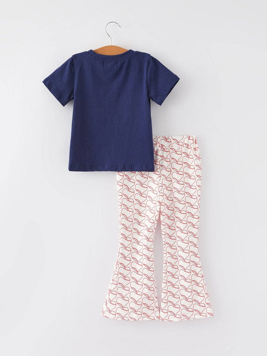 "GAME DAY" Print Top + Pants Girls Set