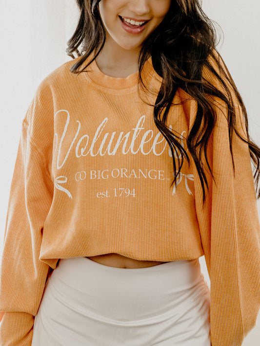 Tennessee Vols Established Bow Orange Corded Crew Sweatshirt