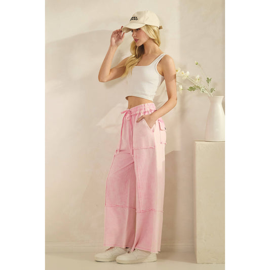 MINERAL WASHED TERRY KNIT PANTS