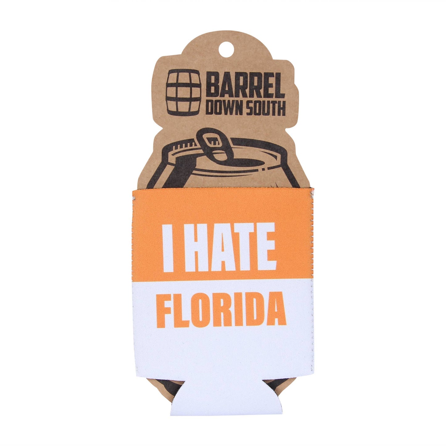 Orange/White I Hate Florida Can Cooler