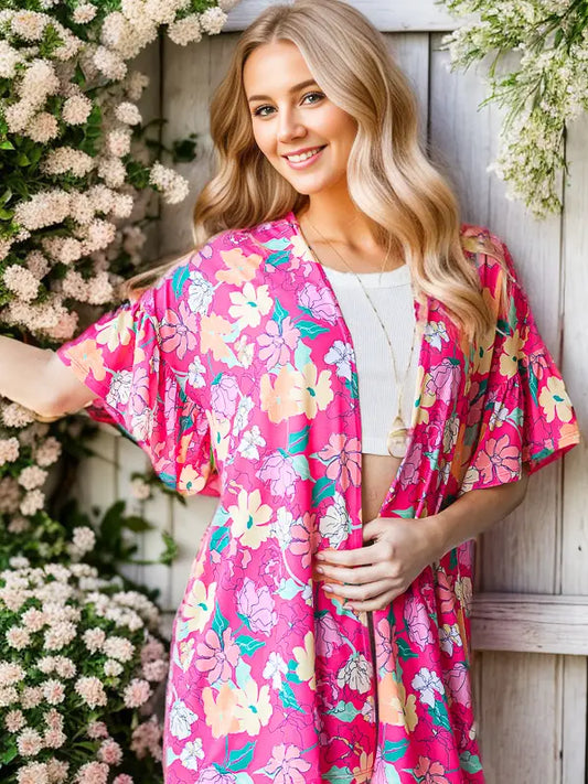 Floral Open Cardigan