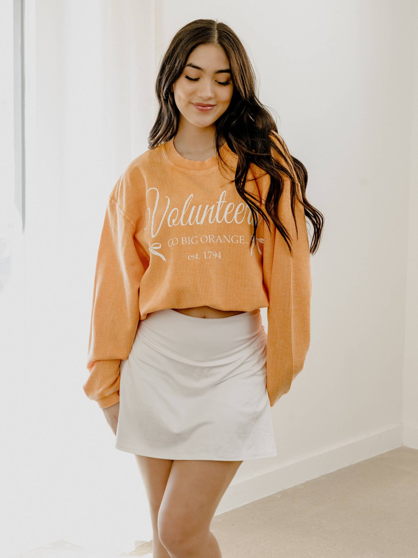 Tennessee Vols Established Bow Orange Corded Crew Sweatshirt