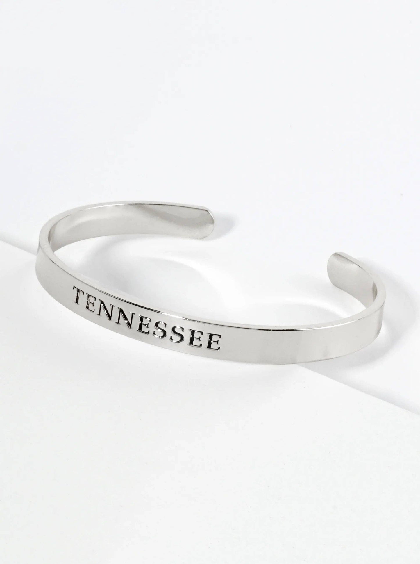 States Engraved 18K Gold Dipped Open Cuff Bangle Bracelet