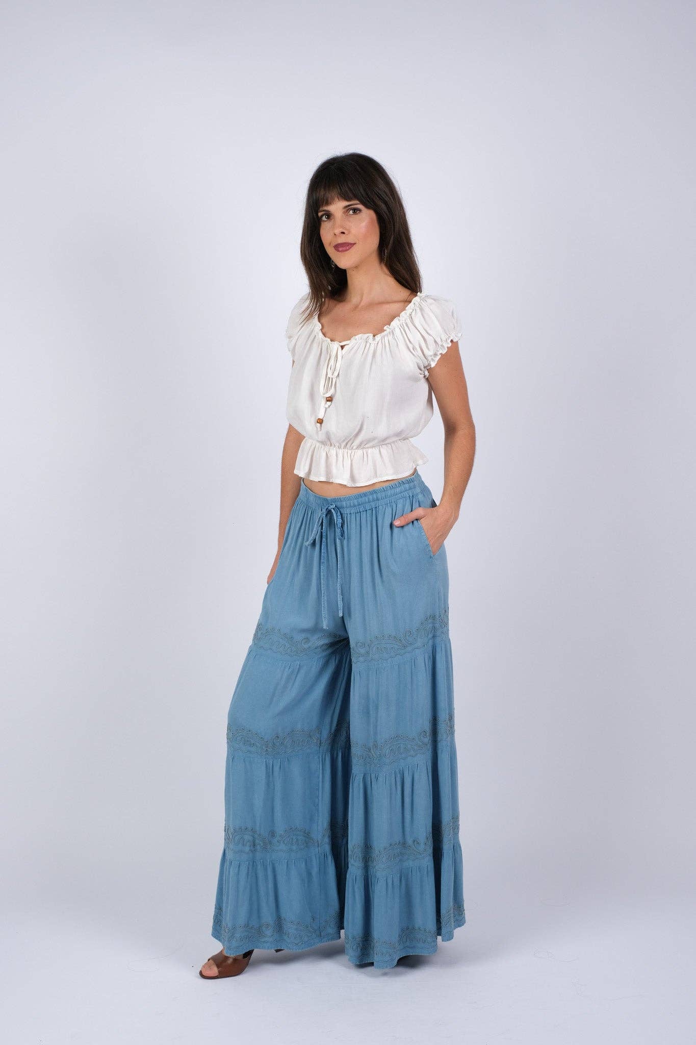 Embroidered Artisan Blue Pants