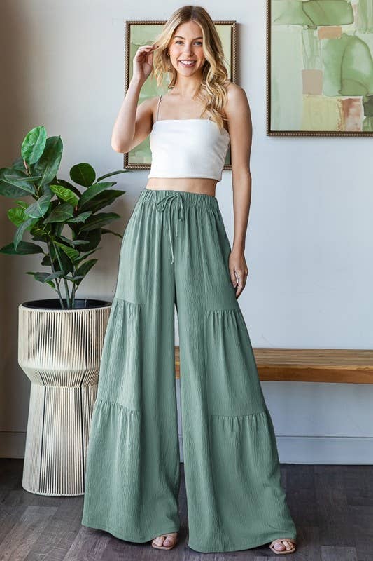 OVER WIDE LEG SOLID PANTS