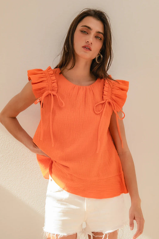 SOLID GAUZE RUFFLED WITH BOW