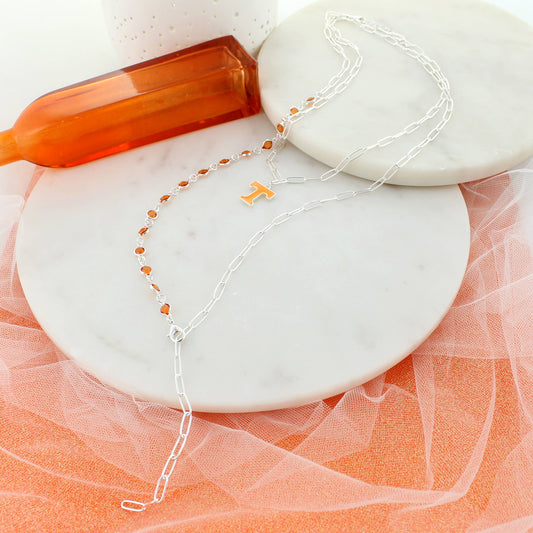 Tennessee Paperclip Chain & Enamel Logo Necklace Set