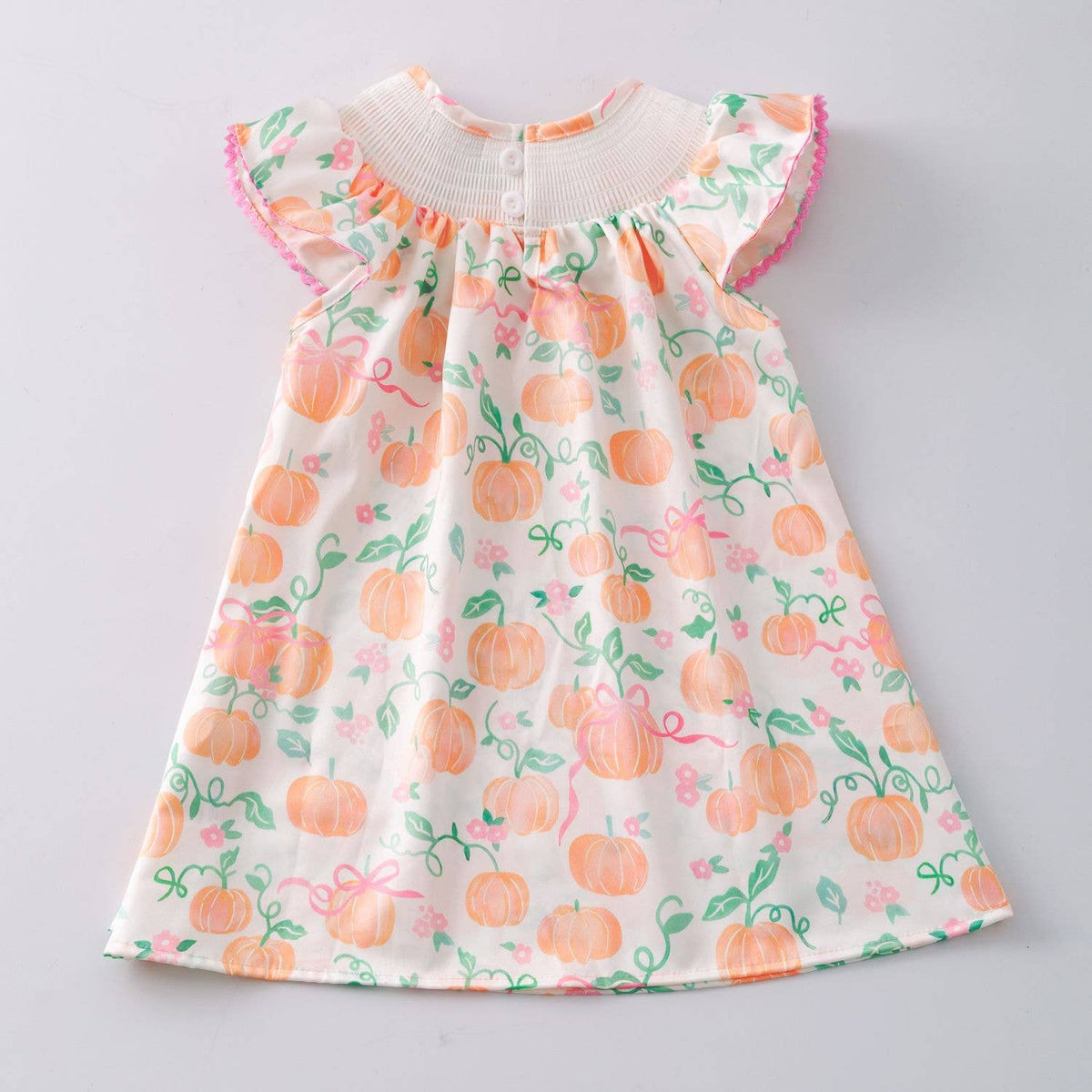 Peachy Pumpkin Smocked Girls Dress