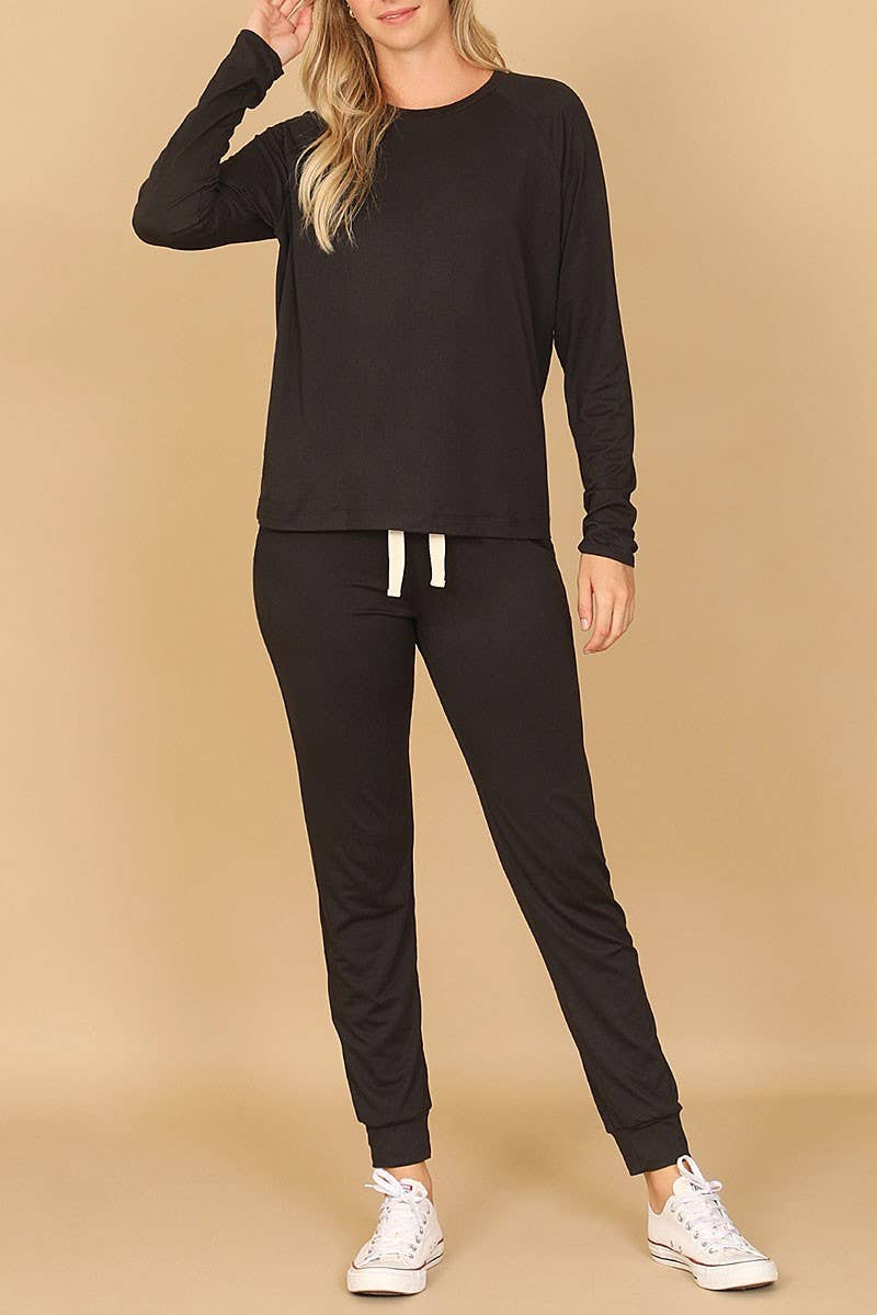 LONG SLEEVE TOP AND JOGGERS SET WITH SELF TIE