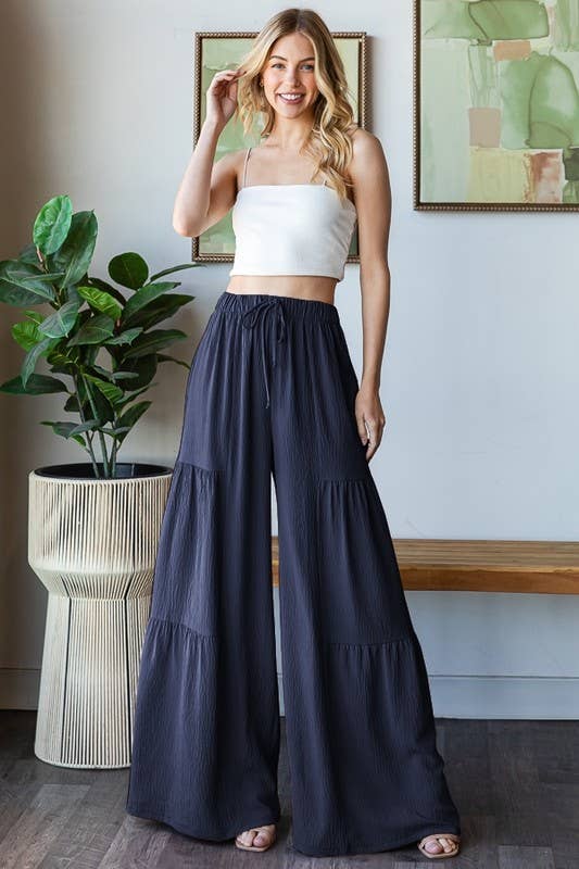 OVER WIDE LEG SOLID PANTS