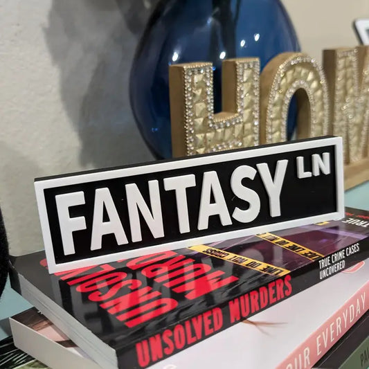 "Fantasy Ln" Bookshelf Sign