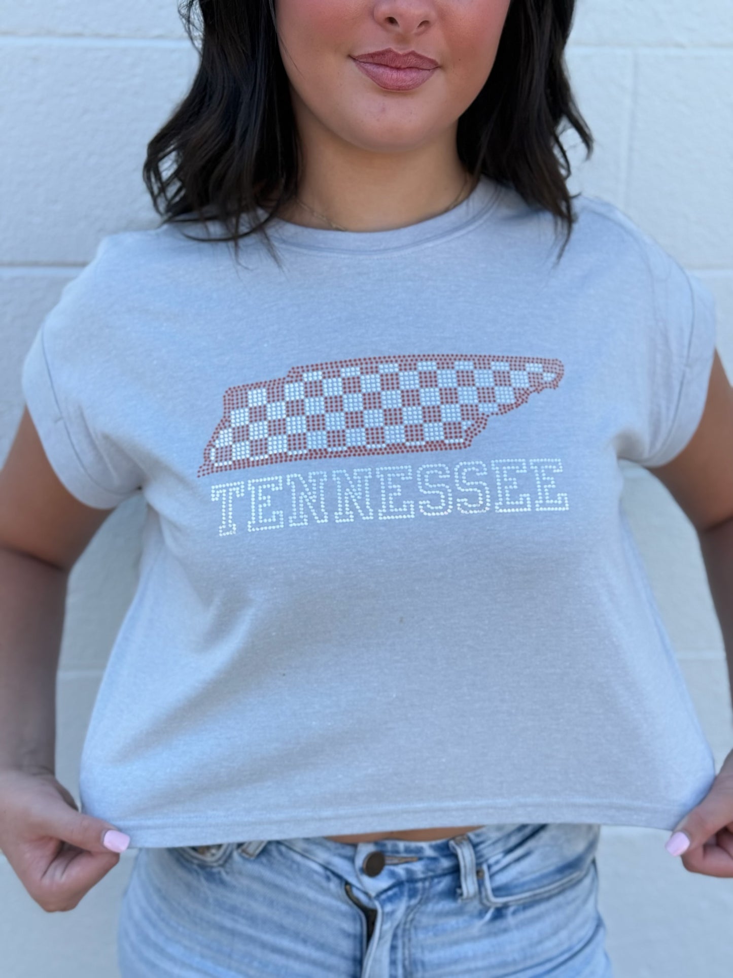 Gray Cropped Rhinestone Tenneessee