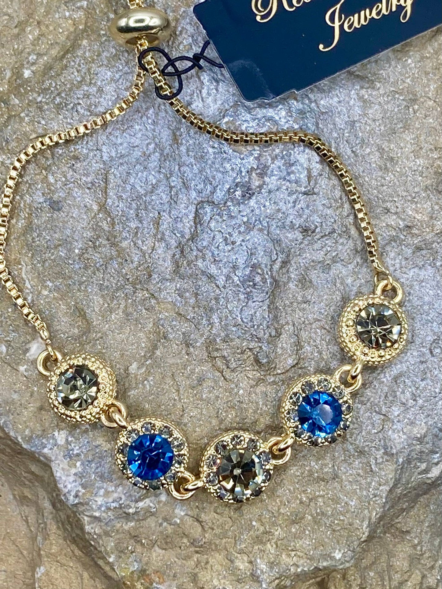 Boho Crystal  Charm Slide Bracelet