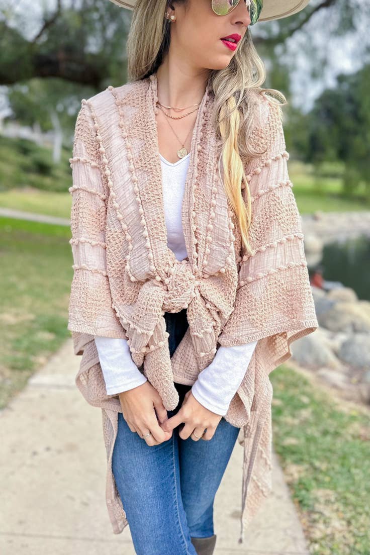 Textured Open Front Soft Kimono