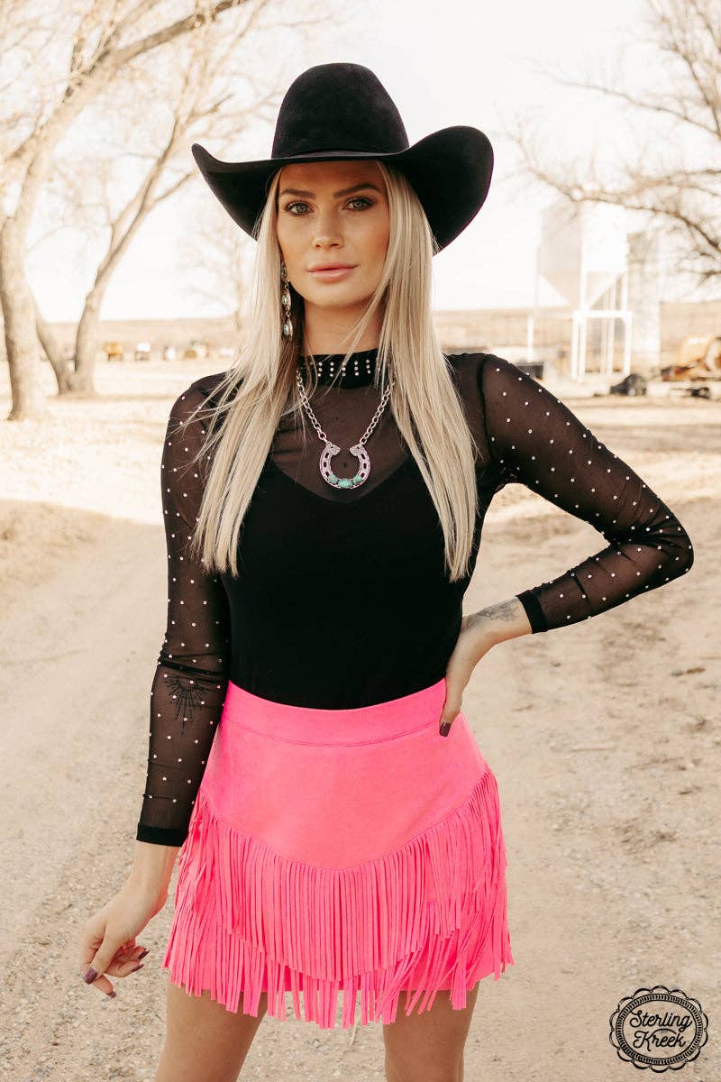 Fort Worth Fringe Skirt, Pink