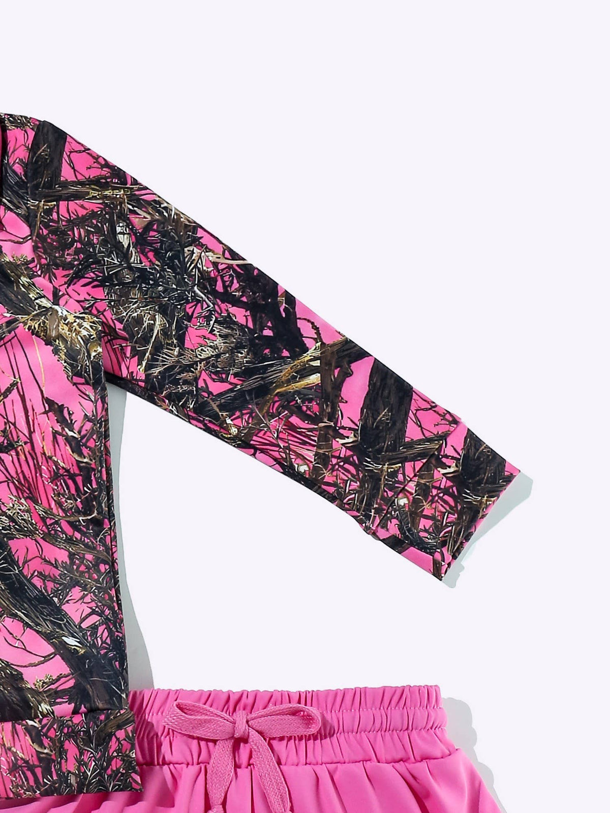 Pink Tree Camo Girls Quarter Zip Skort Set