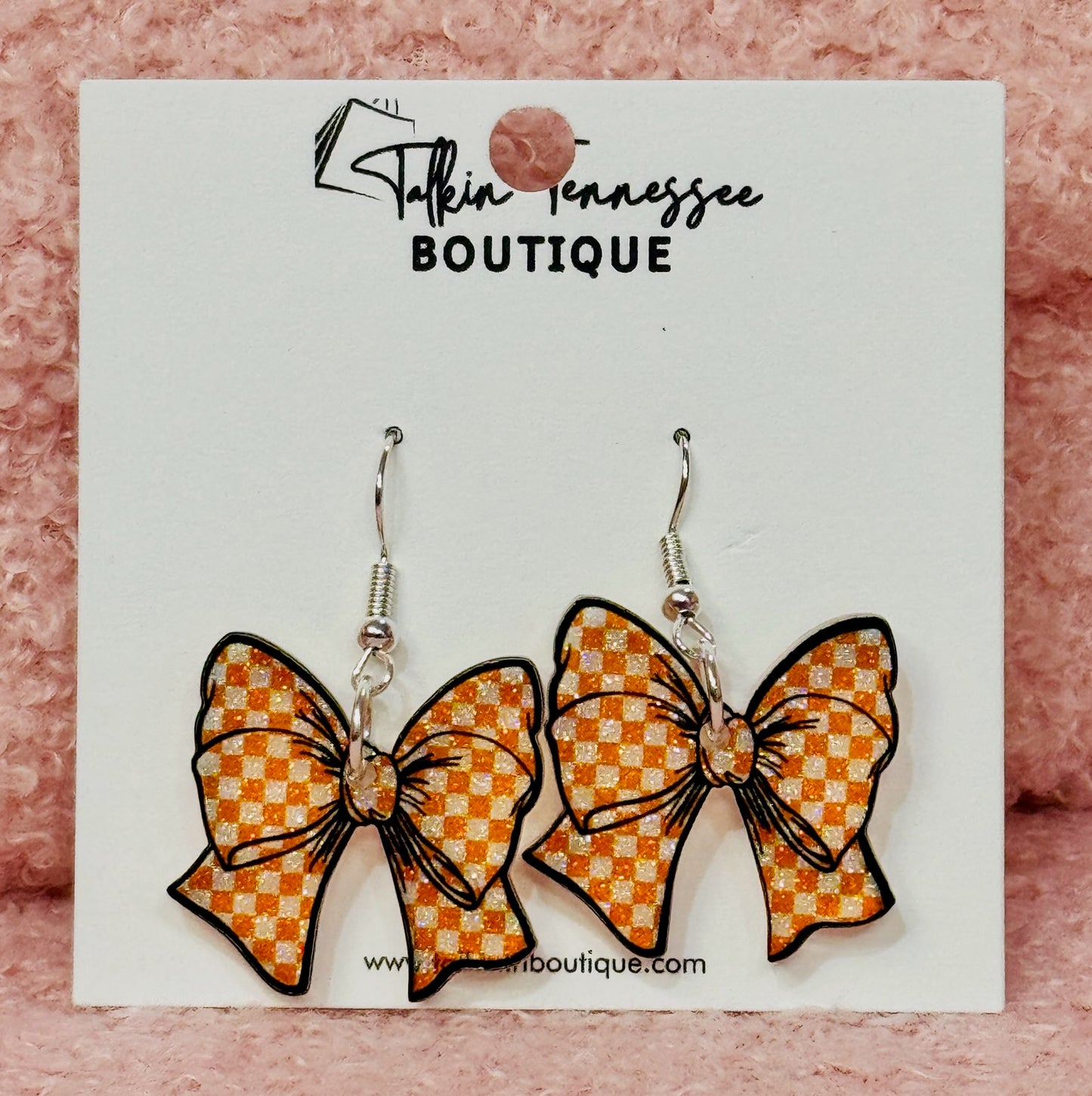 Checkered Bow Earrings