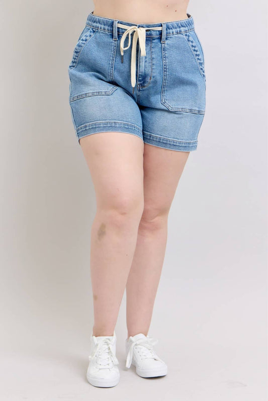 JUDY BLUE HW Vintage Wash Jogger Shorts
