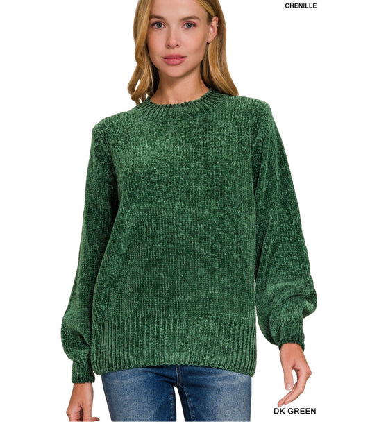 ROUND NECK CHENILLE SWEATER