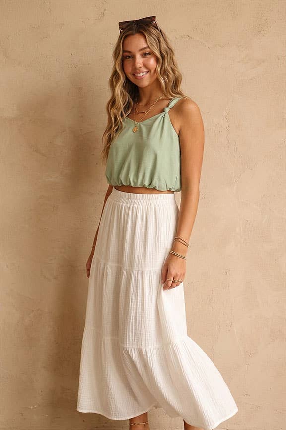 Flowy Cropped Tank Top - Sage