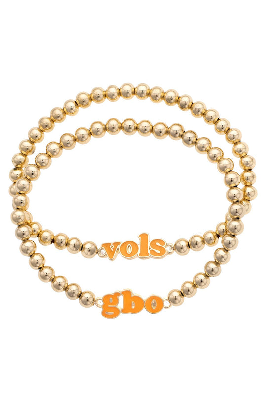 Tennessee Vols Slogan Ball Bead Bracelet Set of 2