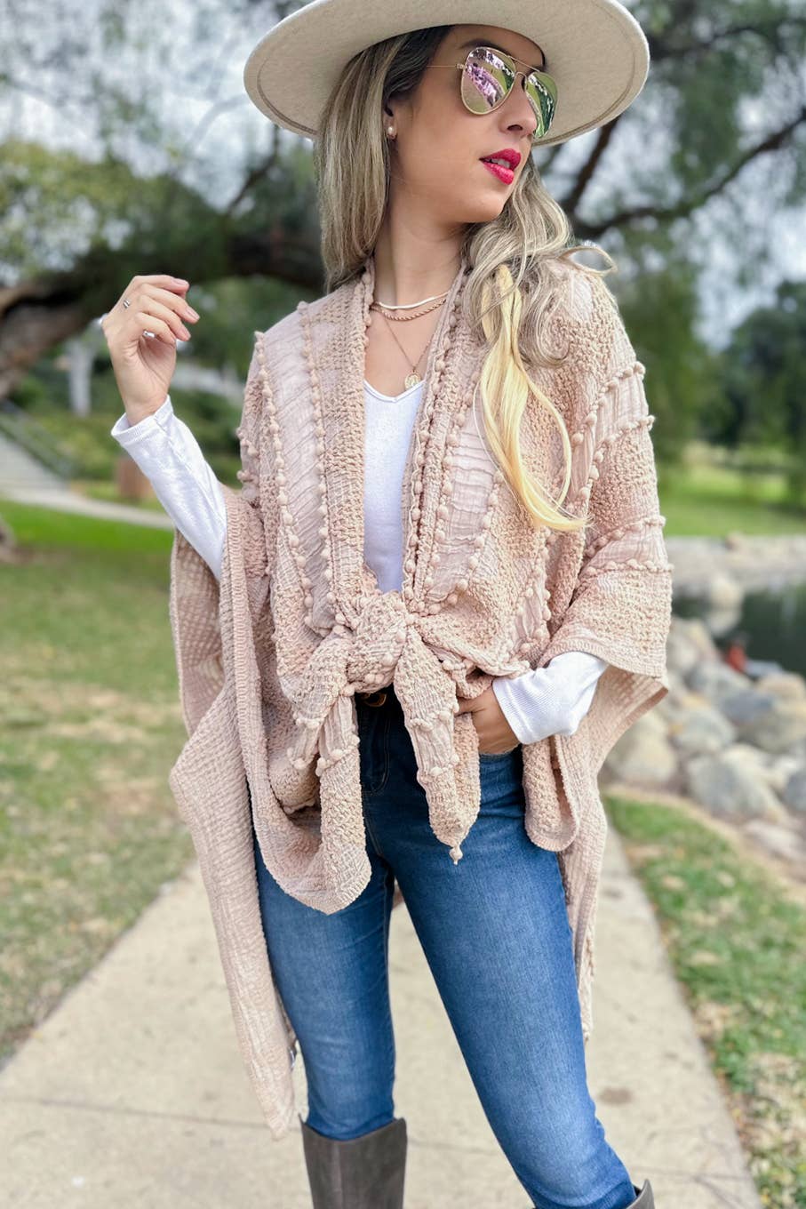 Textured Open Front Soft Kimono