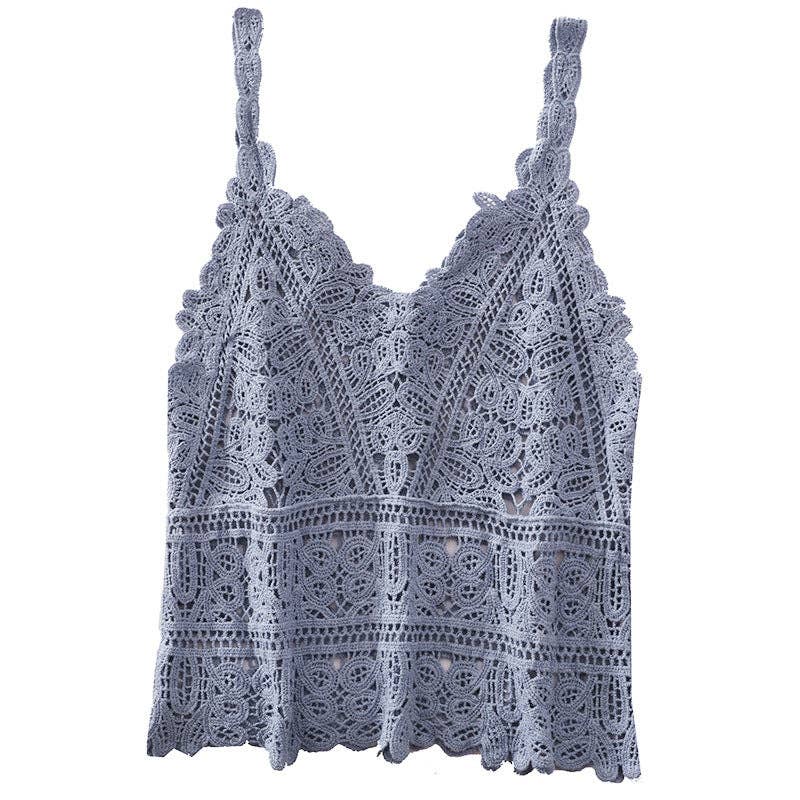 Women's Sleeveless Layering Crochet Lace Tank Top Vest