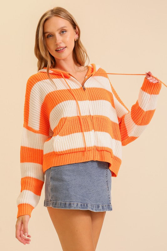 Zip Up Cable Knit Hoodie