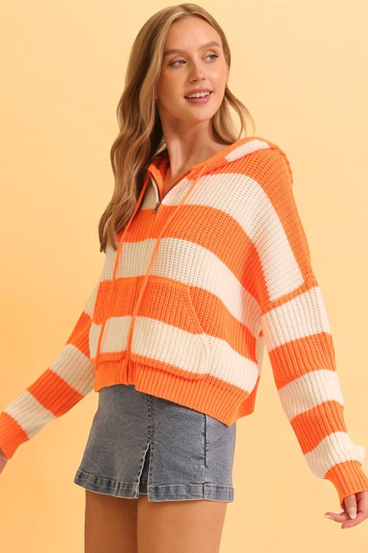 Zip Up Cable Knit Hoodie