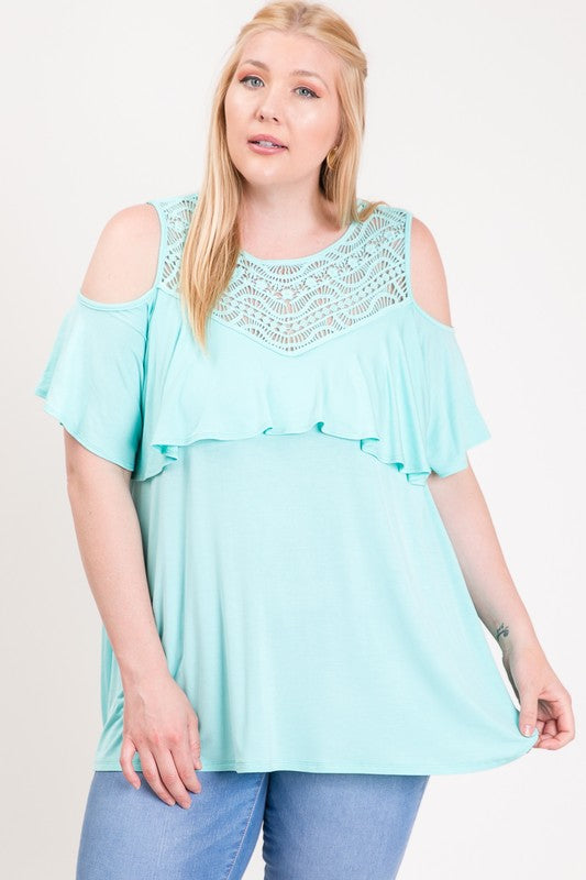 Crochet Double Layers Cold Shoulder Top