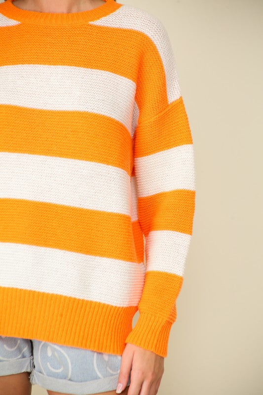 Oversized Stripe Crewneck Sweater