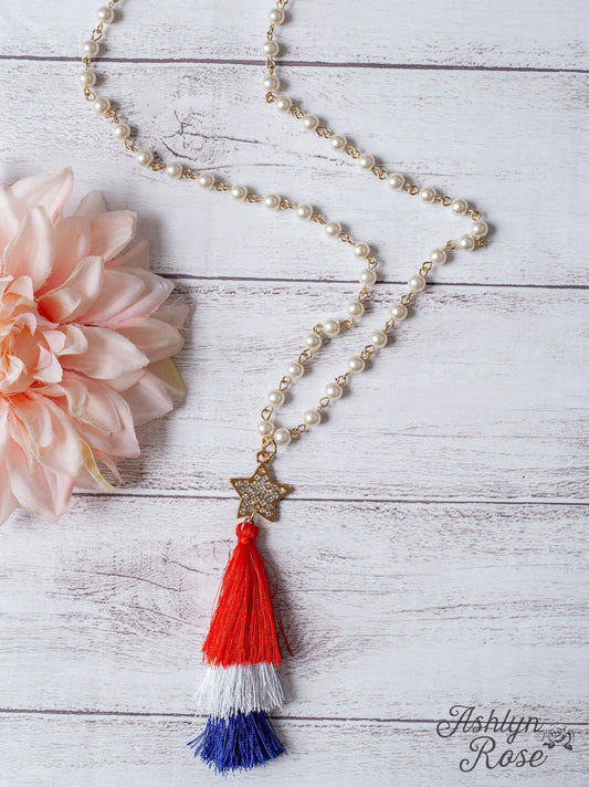 Red White & Blue Tassel Pendant