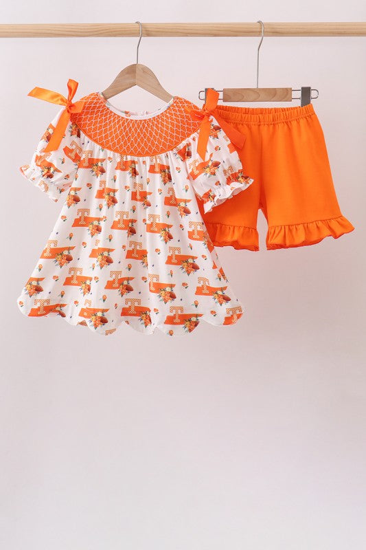 Orange Tennessee Smocked