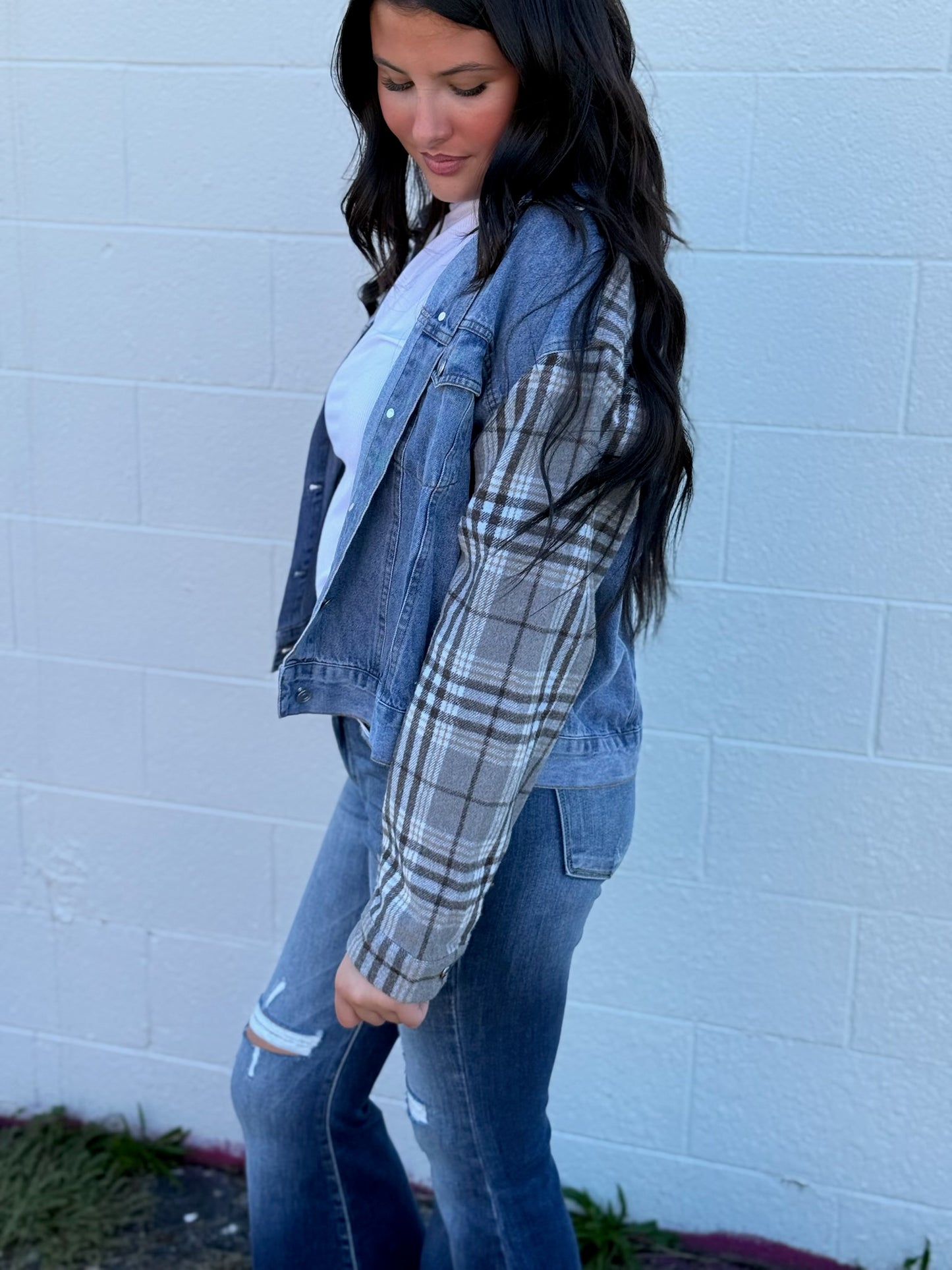 Plaid Blue Jean Jacket