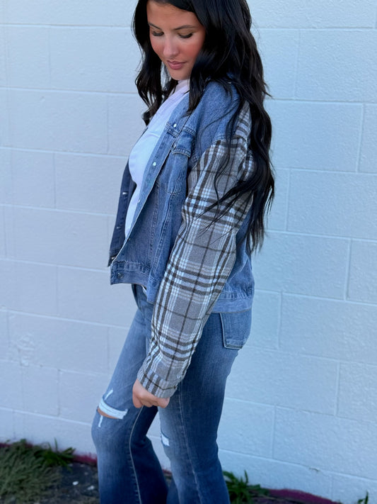 Plaid Blue Jean Jacket