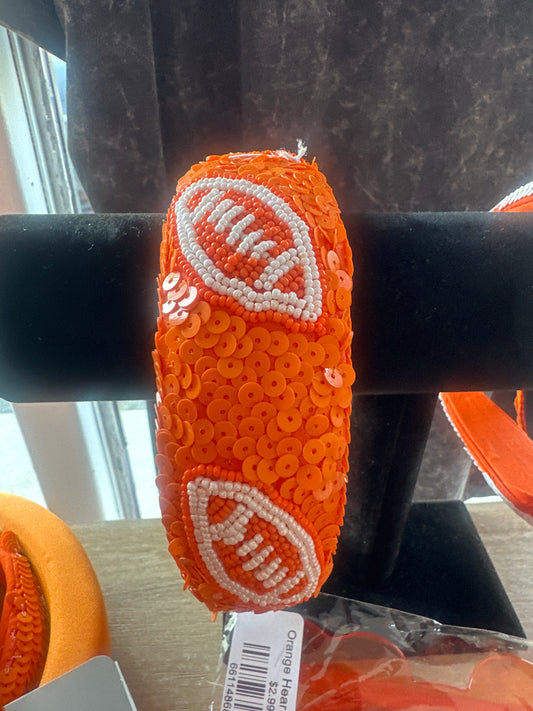Orange Football Beaded Headband