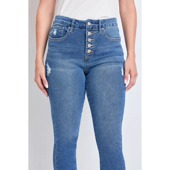 Curvy Fit 5-Button Ripped Jeans