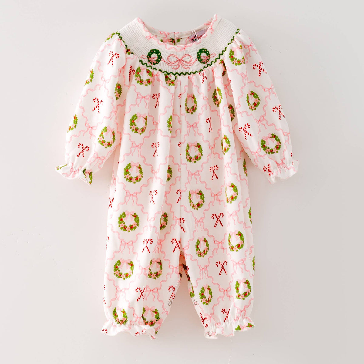 Coquette Wreath Smocked Baby Romper