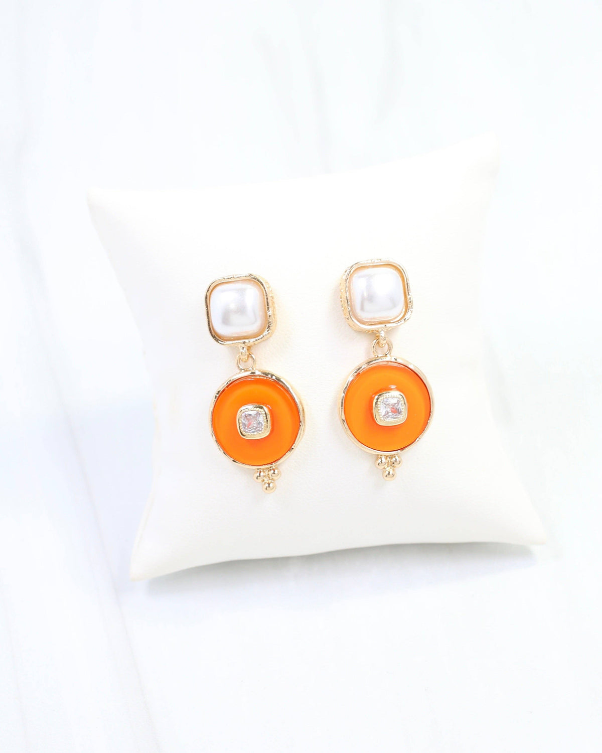 Lismore Pearl Circle Drop Earring Orange
