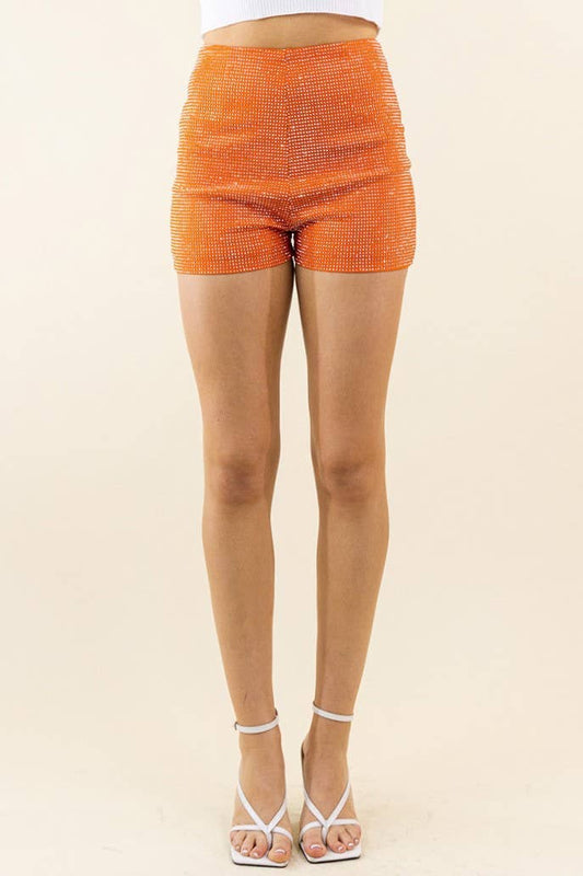 RHINESTONE ZIP SHORTS
