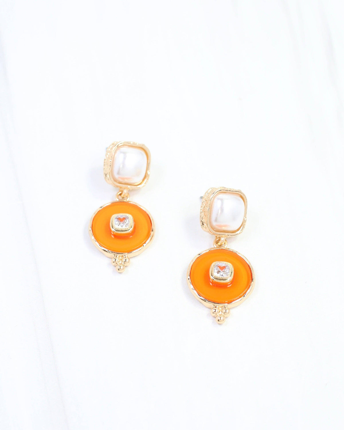 Lismore Pearl Circle Drop Earring Orange