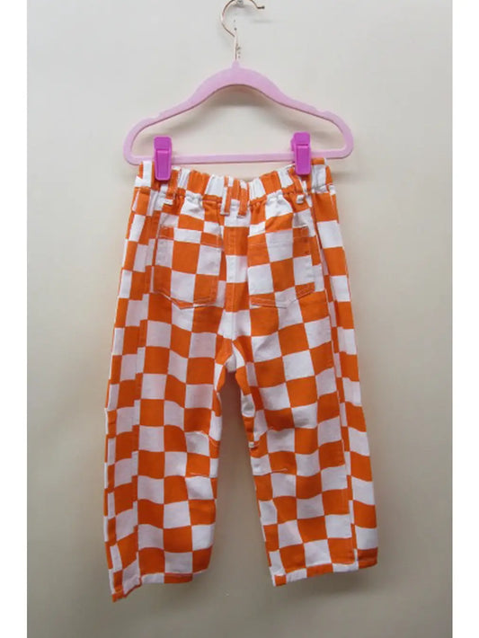 Kids Checkered Denim Pants